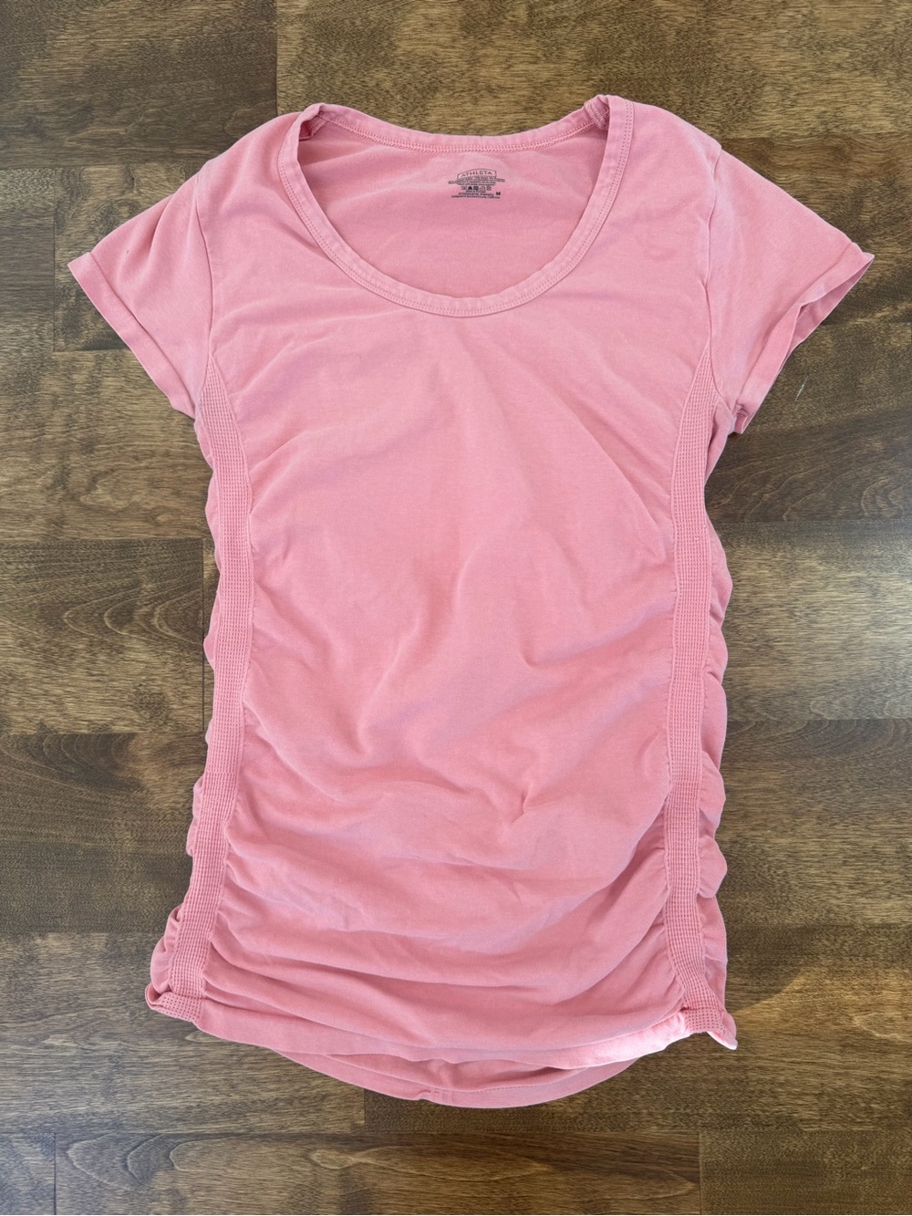 Athleta Pink Scoop Neck Short Sleeve Top with Side Ruching